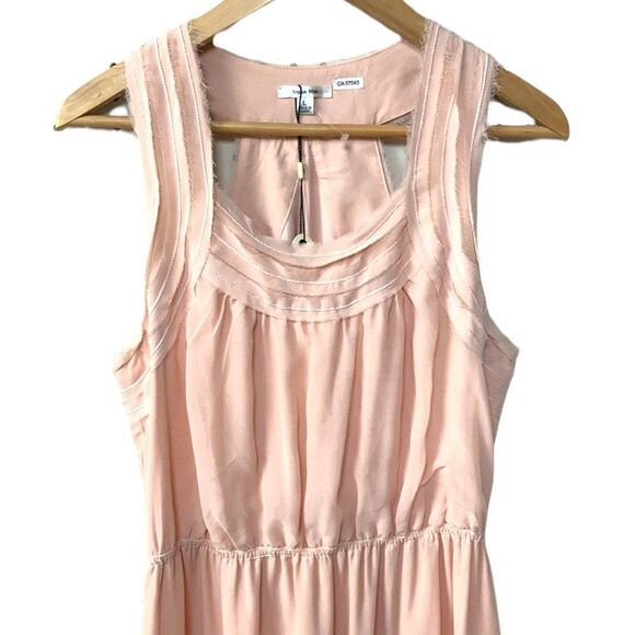 NEW Sophie Max Peach Raw Hem Racer Back Wild Flower Maxi Dress Large - Picture 3 of 12